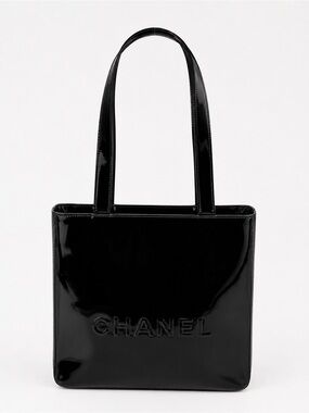 Chanel Logo Patent Leather Tote Bag